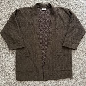 Curator SF $186 Jules Mushroom Brown Quilted Cardigan Size L Minimalist Coat